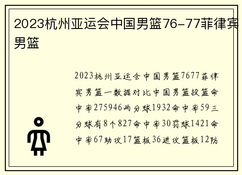 2023杭州亚运会中国男篮76-77菲律宾男篮