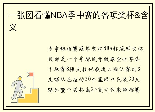 一张图看懂NBA季中赛的各项奖杯&含义